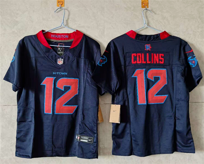 Women's Houston Texans #12 Nico Collins Navy 2nd Alternate 2024 F.U.S.E Vapor Stitched Jersey (Run Small)