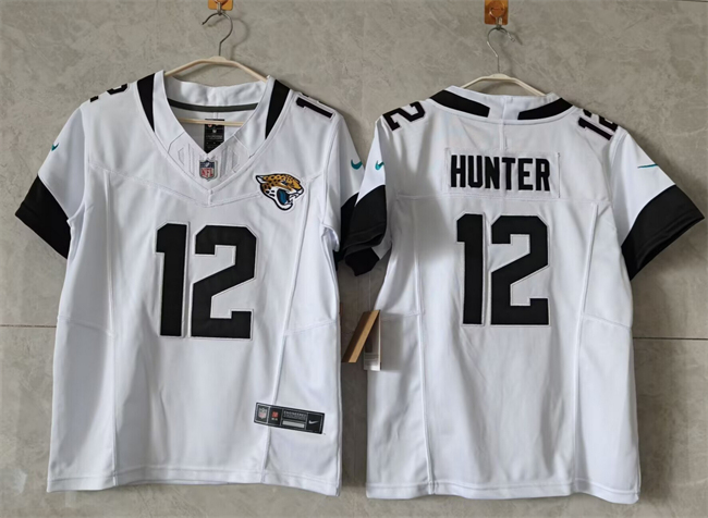 Women's Jacksonville Jaguars #12 Travis Hunter White 2024 F.U.S.E Vapor Limited Stitched Football Jersey(Run Small)