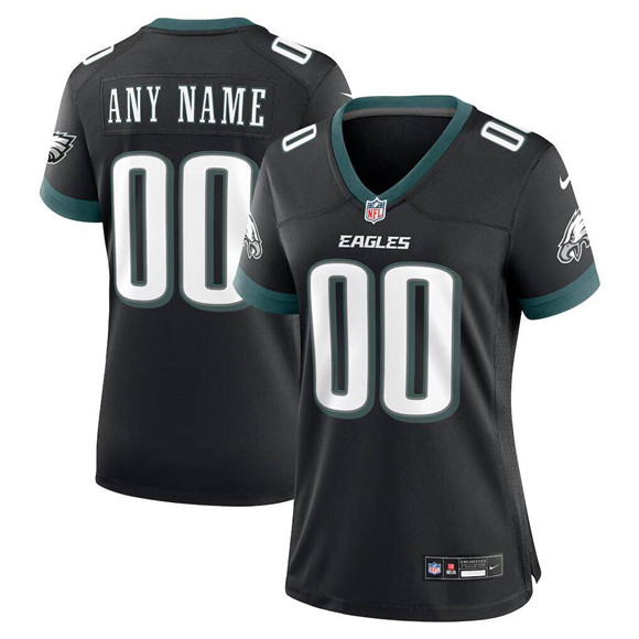Women's Philadelphia Eagles Active Player Custom New Black Stitched Game Jersey(Run Small)
