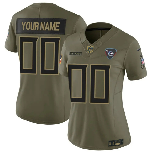 Women's Tennessee Titans Active Player Custom Olive 2025 F.U.S.E. Salute To Service Limited Stitched Football Jersey(Run Small)