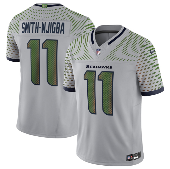 Youth Seattle Seahawks #11 Jaxon Smith-Njigba Grey 2025 F.U.S.E. “Rivalries” Vapor Limited Stitched Football Jersey