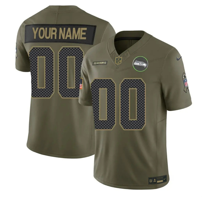 Youth Seattle Seahawks Active Player Custom Olive 2025 F.U.S.E. Salute To Service Limited Stitched Football Jersey
