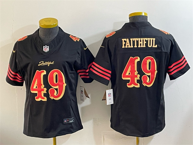 Youth San Francisco 49ers #49 Faithful Black 2025 F.U.S.E. “Rivalries” Vapor Limited Stitched Football Jersey