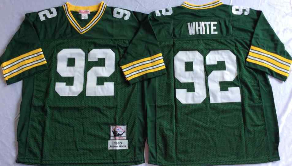 Men's Green Bay Packers 92 Reggie White 1993 Throwback Green Jersey