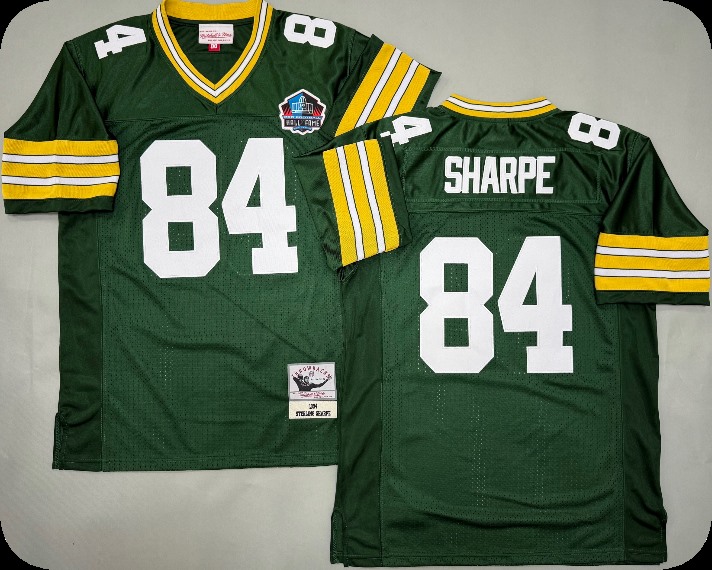 Men's Green Bay Packers #84 Sterling Sharpe Green  TThrowback Jersey