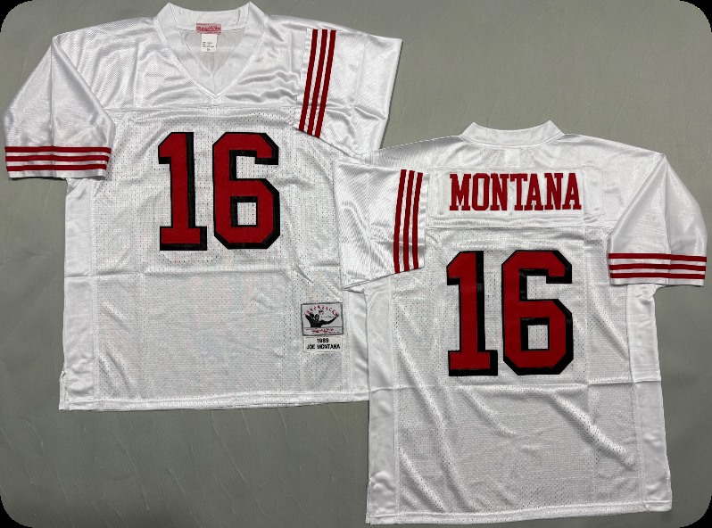 Men's San Francisco 49ers #16 Joe Montana Throwback Retired Mitchell & Ness Jersey
