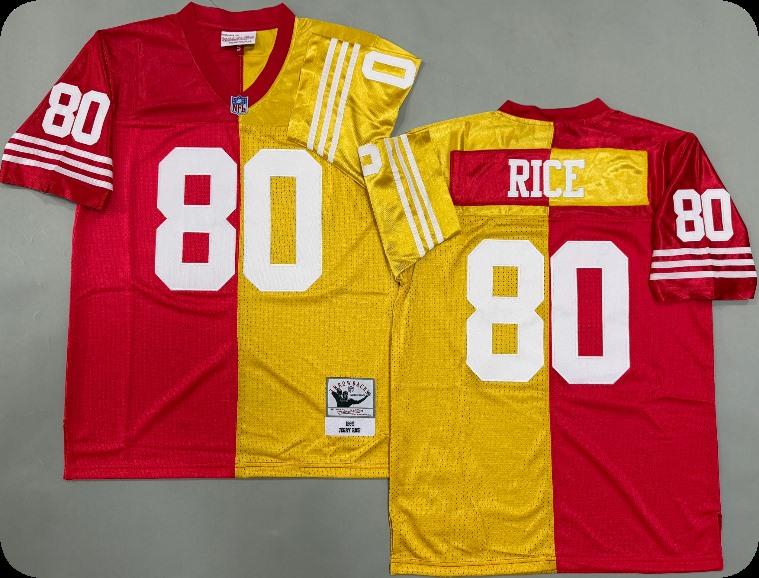 Men's San Francisco 49ers #80 Jerry Rice Scarlet&Gold Split Legacy Replica Jersey