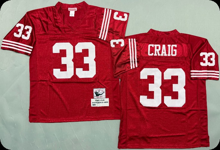 Men's San Francisco 49ers #33 Roger Craig Scarlet Throwback Mitchell & Ness Jersey