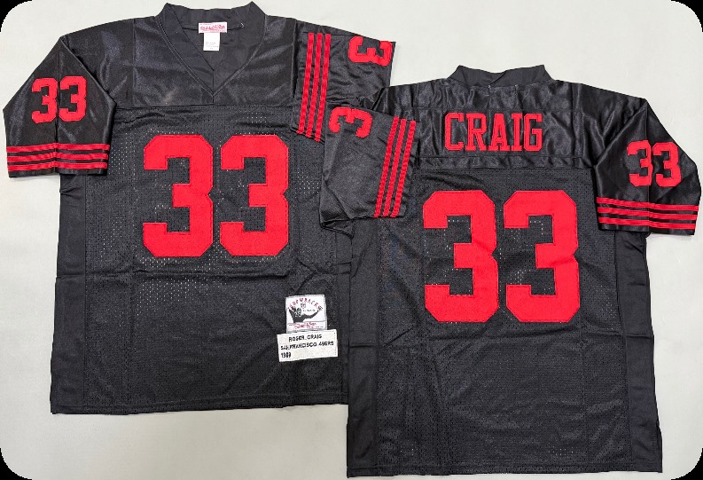 Men's San Francisco 49ers #33 Roger Craig Black Throwback Mitchell & Ness Jersey