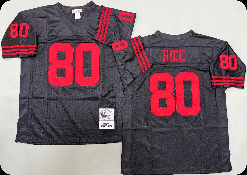 Men's San Francisco 49ers #80 Jerry Rice Black  Throwback Mitchell & Ness Jersey
