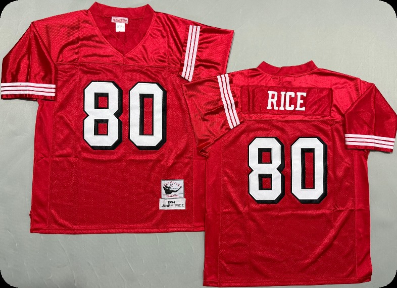 Men's San Francisco 49ers #80 Jerry Rice Scarlet  Throwback Retired Mitchell & Ness Jersey