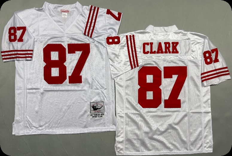 Men's San Francisco 49ers #87  Dwight Clark White  Throwback Mitchell & Ness Jersey