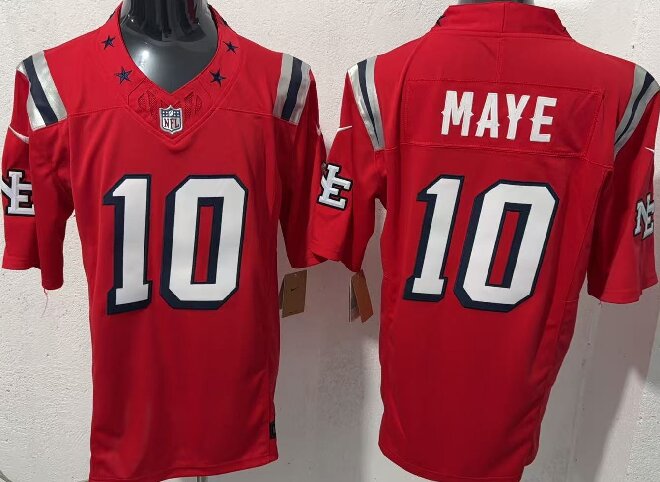 Men's New England Patriots #10 Drake Maye Red 2026 F.U.S.E. Vapor Limited Stitched Football Jersey