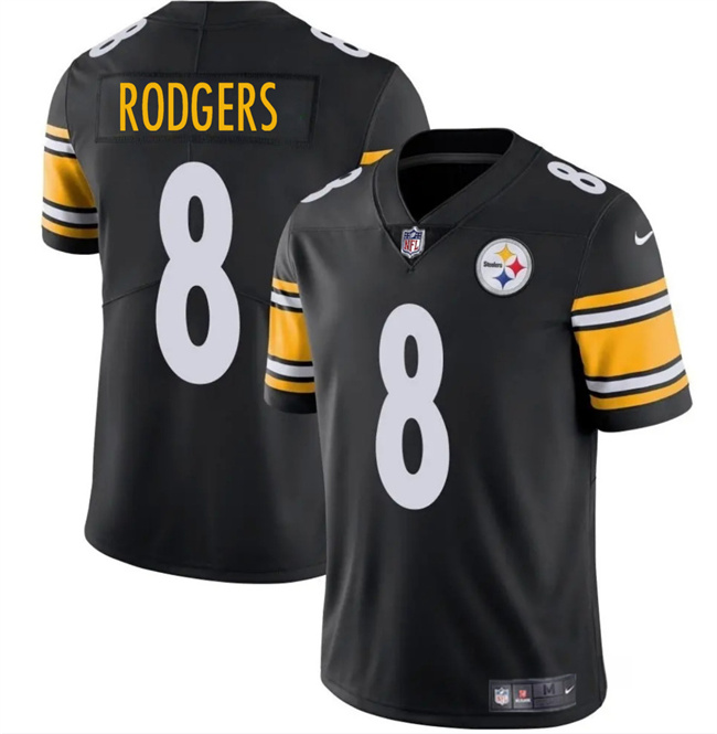 Youth Pittsburgh Steelers #8 Aaron Rodgers Black 2025 Vapor Limited Stitched Football Jersey