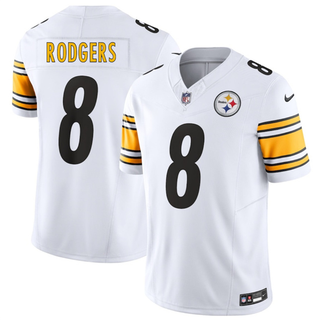 Youth Pittsburgh Steelers #8 Aaron Rodgers White 2025 F.U.S.E. Vapor Limited Stitched Football Jersey