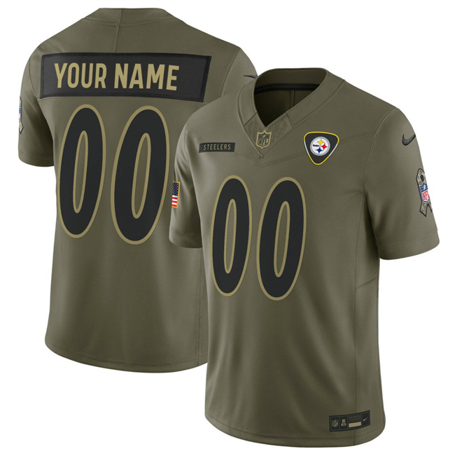 Youth Pittsburgh Steelers Active Player Custom Olive 2025 F.U.S.E. Salute To Service Limited Stitched Football Jersey