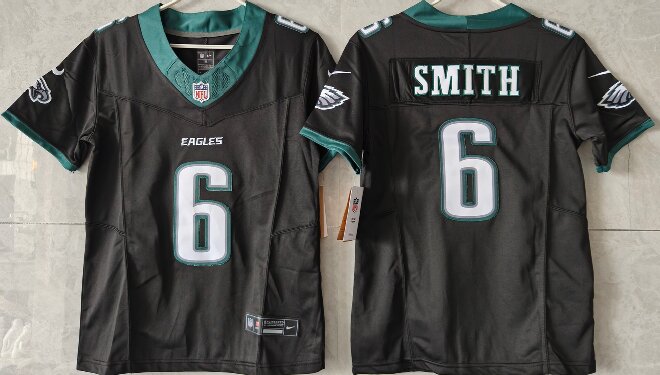 Youth Philadelphia Eagles #6 DeVonta Smith Black 2025 F.U.S.E Vapor Untouchable Limited Stitched Football Jersey