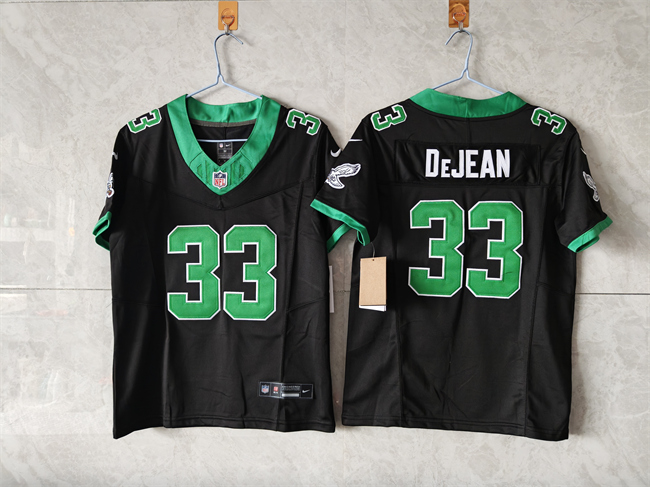 Youth Philadelphia Eagles #33 Cooper DeJean Black Green 2025 F.U.S.E Vapor Untouchable Limited Stitched Football Jersey