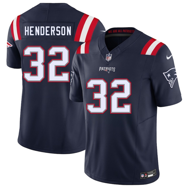 Youth New England Patriots #32 TreVeyon Henderson Navy 2025 F.U.S.E. Vapor Limited Stitched Football Jersey