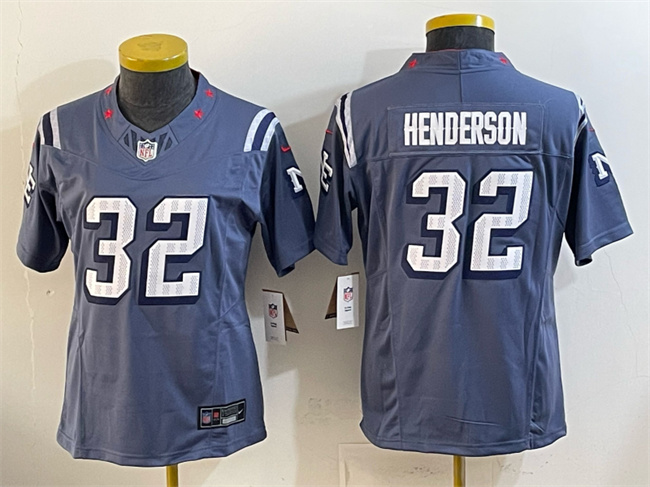 Youth New England Patriots #32 TreVeyon Henderson Navy 2025 “Rivalries” F.U.S.E Vapor Limited Stitched Football Jersey