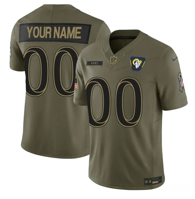 Youth Los Angeles Rams Active Player Custom Olive 2025 F.U.S.E. Salute To Service Limited Stitched Football Jersey