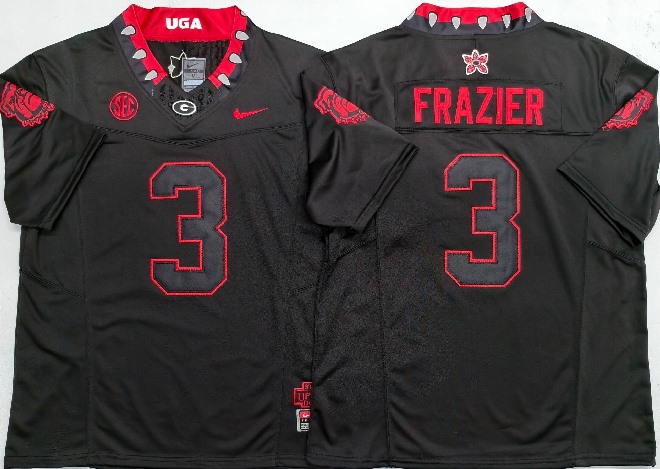 Men's NCAA Georgia Bulldogs #3 Nate Frazier Black Stranger Things College Football Jersey