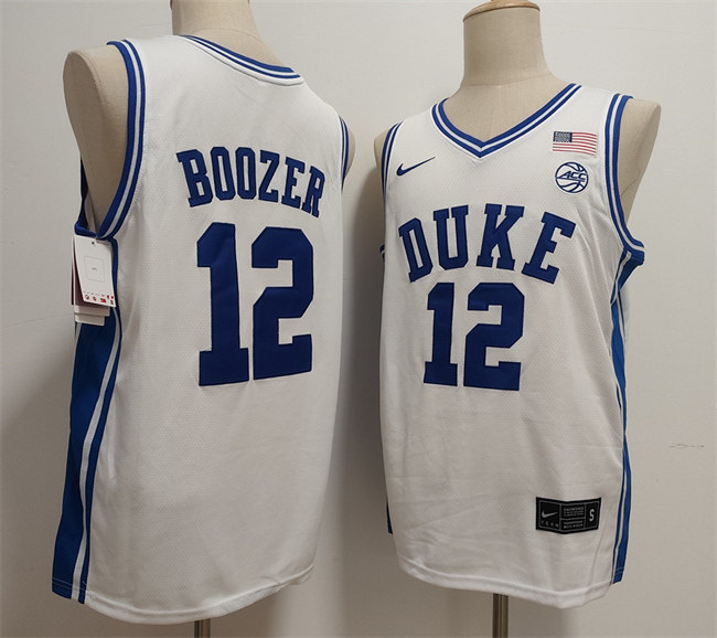 Men's Duke Blue Devils #12 Cameron Boozer White Stitched Basketball  Jersey