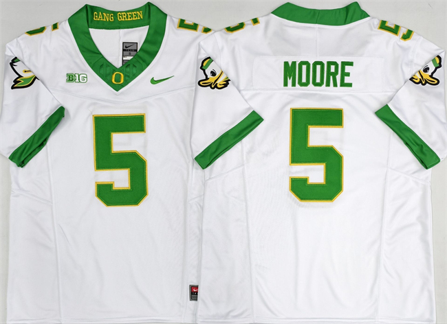 Men's Oregon Ducks #5 Dakorien Moore White 2026 F.U.S.E. Stitched Jersey