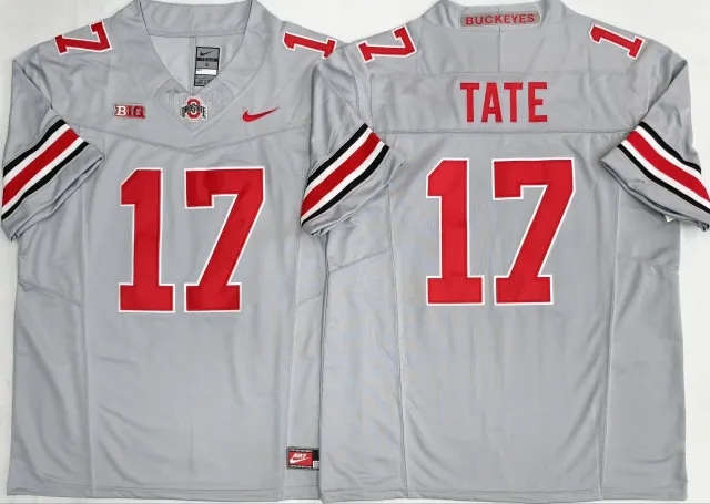 Men's NCAA Ohio State Buckeyes #17 Carnell Tate Gray F.U.S.E Football Stitched Jersey.webp
