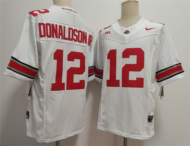 Men's Ohio State Buckeyes #12 JCJ Donaldson White 2025 F.U.S.E. Limited Stitched Jersey