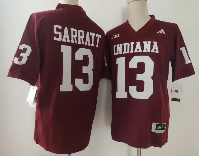 Men's NCAA Indiana Hoosiers #13 Elijah Sarratt Red Football Stitched Jersey.webp