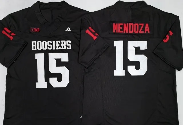 Men's NCAA Indiana Hoosiers #15 Fernando Mendoza Black Football F.U.S.E Jersey.webp