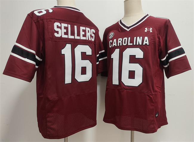 Men's South Carolina Fighting Gamecocks #16 LaNorris Sellers Garnet Stitched Jersey