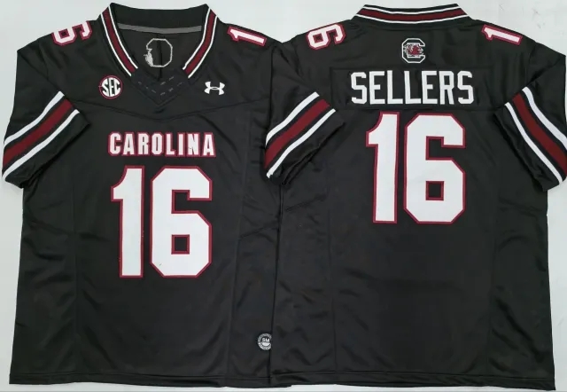 Men's NCAA South Carolina Gamecock #16 LaNorris Sellers black Football F.U.S.E Jersey