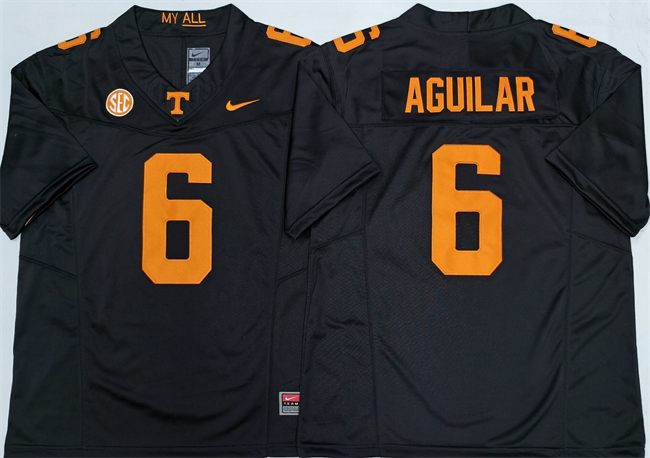 Men's Tennessee Volunteers #6 Joey Aguilar Black  F.U.S.E. Stitched Jersey
