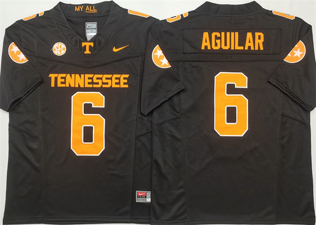 Men's Tennessee Volunteers #6 Joey Aguilar Black F.U.S.E. Stitched  Jersey