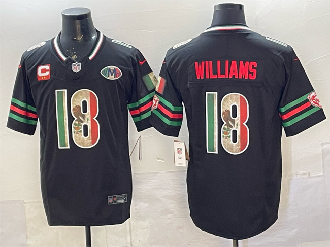 Men's Chicago Bears #18 Caleb Williams Black Mexico F.U.S.E. With 2-Star C Patch And VMH Patch Throwback Stitched Football Jersey
