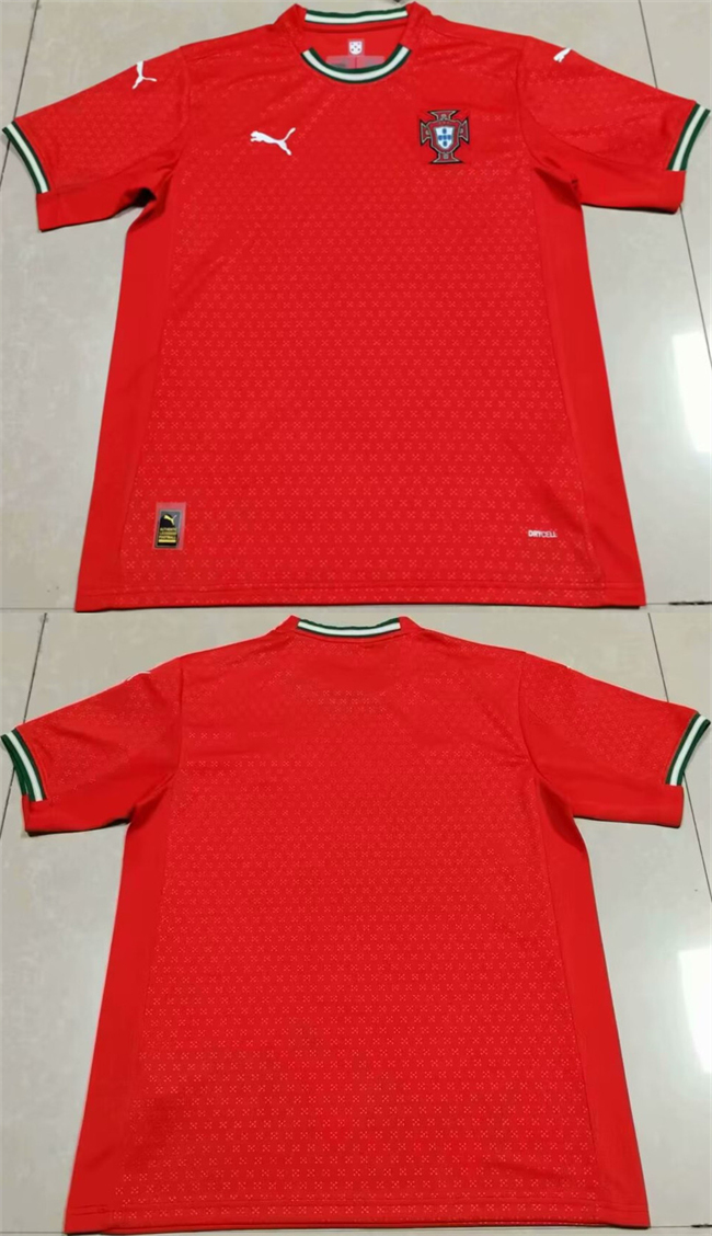 Men's Portugal Team Blank 2025 Red Home Soccer  Jersey