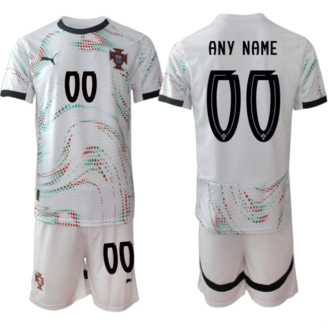 Men's Portugal Team Custom 2025 White Away Soccer Jersey Suit