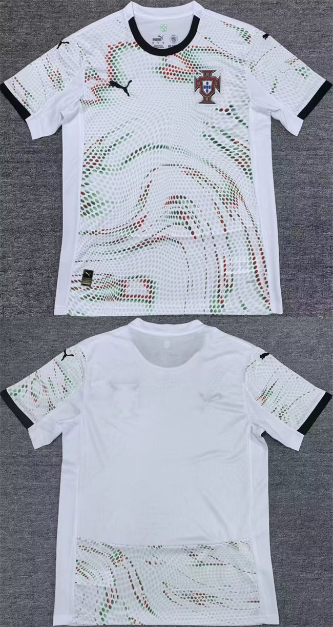 Men's Portugal Team Blank 2025 White Away Soccer  Jersey