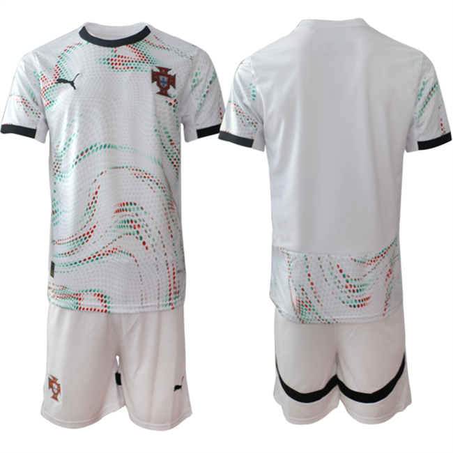 Men's Portugal Team Blank 2025 White Away Soccer Jersey Suit