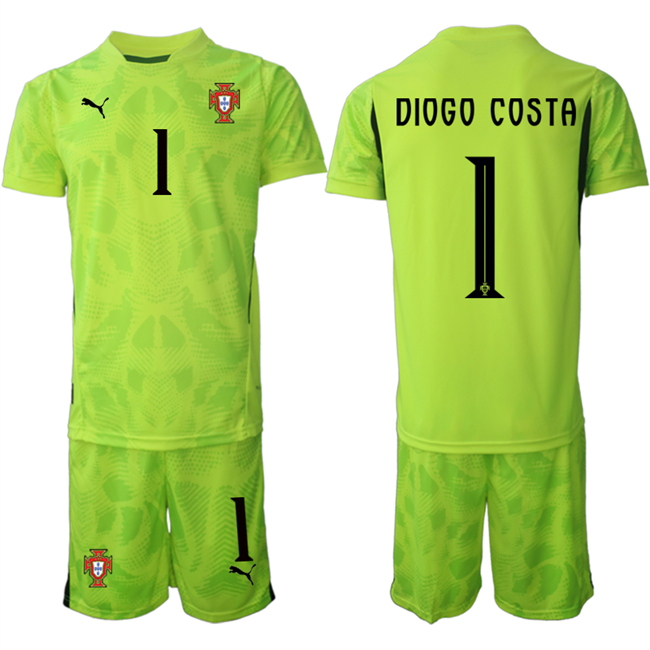 Men's Portugal Team #1 Diogo Costa 2025 Green Soccer Jersey Suit