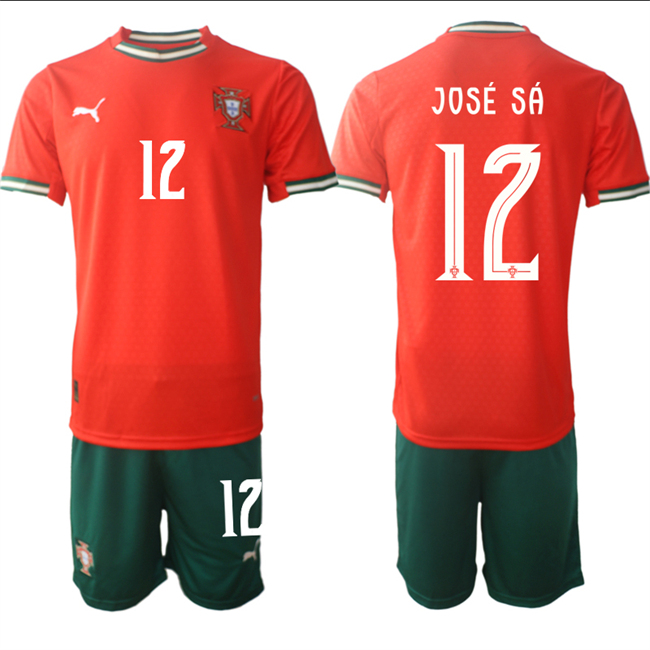 Men's Portugal Team #12 José Sá 2025 Red Home Soccer Jersey Suit