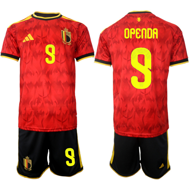 Men's Belgium National Team #9 Lo?s Openda Red 2026 World Cup Home Soccer Jersey Suit