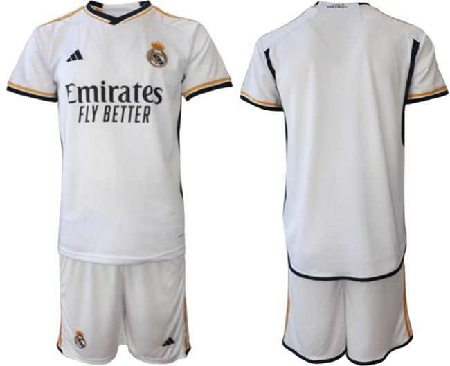 Men's Real Madrid Custom 2024 White Home Soccer Jersey Suit
