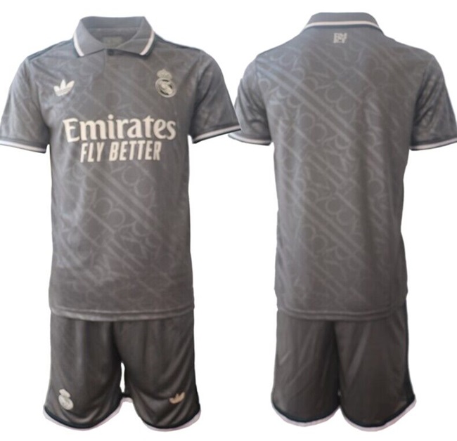 Men's Real Madrid Custom 2025 Grey Third Soccer Jersey Suit