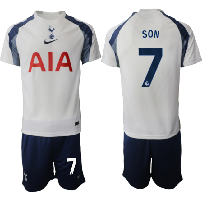Men's Tottenham Hotspur #7 Son Heung-Min 2026 White Home Soccer Jersey Suit