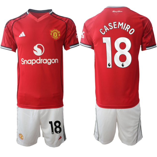 Men's Manchester United #18 Casemiro2026 Red Home Soccer Jersey Suit