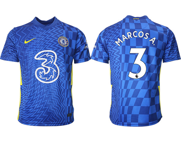 Men's Chelsea #3 Marcos Alonso 2022 Blue Home Soccer Jersey