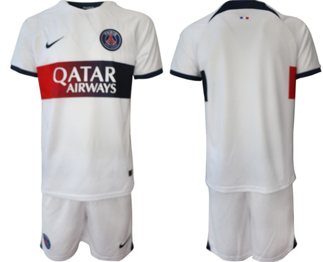 Men's Paris Saint-Germain Custom 2024 White Away Soccer Jersey Suit